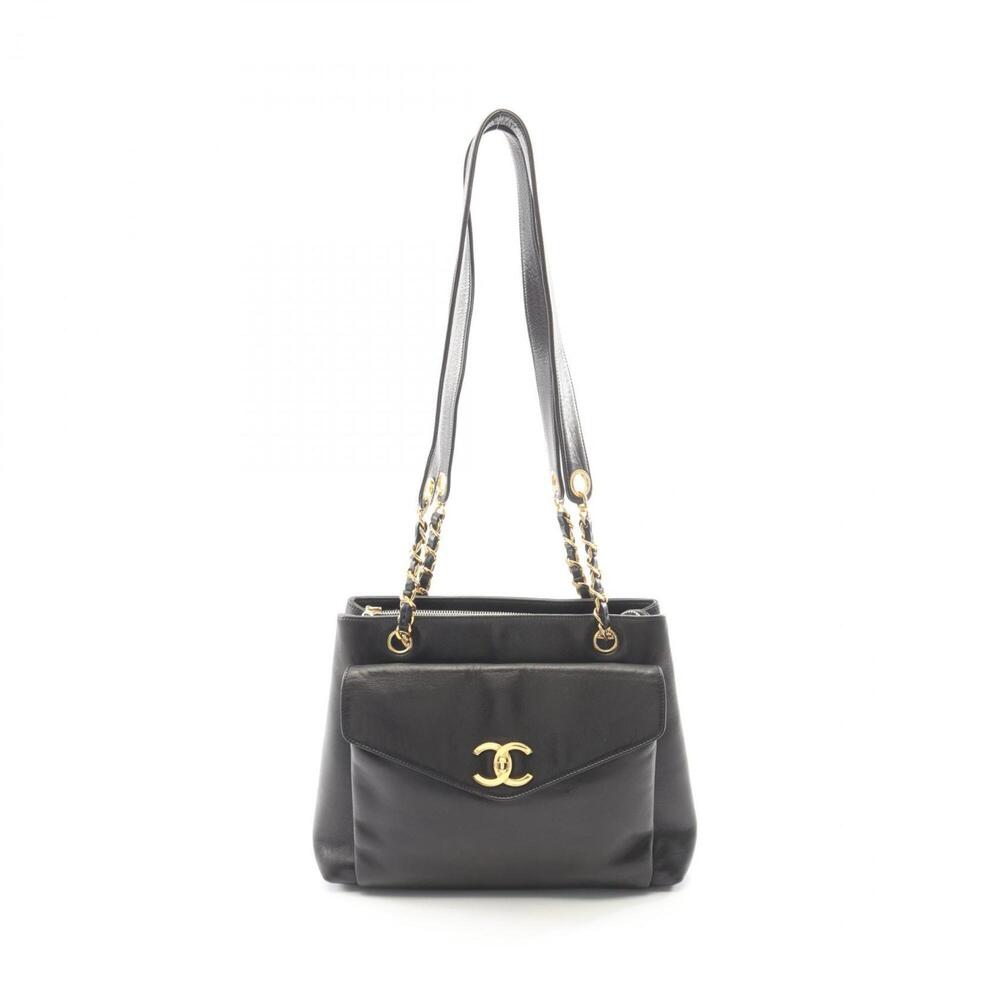 Chanel Coco Mark Tote Bag Handbag, Lambskin Leather, Women's, Black